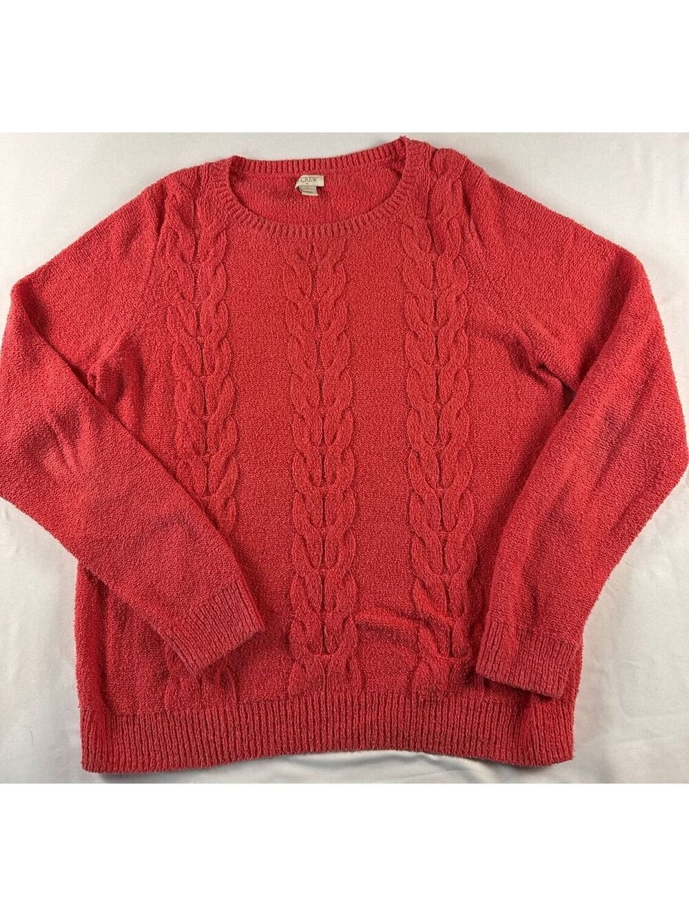 J.Crew Cozy Cable Knit Sweater in Coral Red